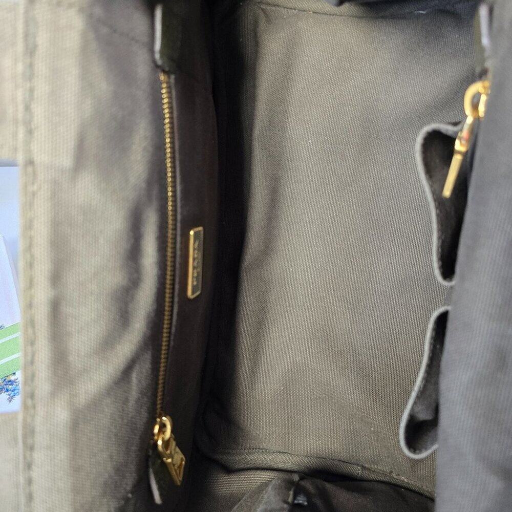 Prada Medium Canapa Canvas Tote Green - Picture 6 of 11